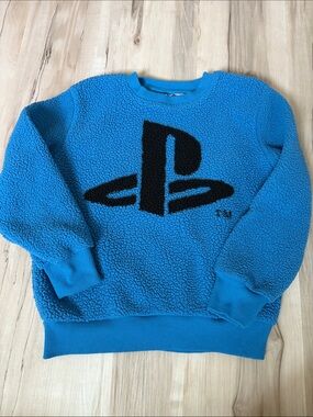 Sony PlayStation Blue Sherpa Fleece Pullover Crewneck Sweatshirt